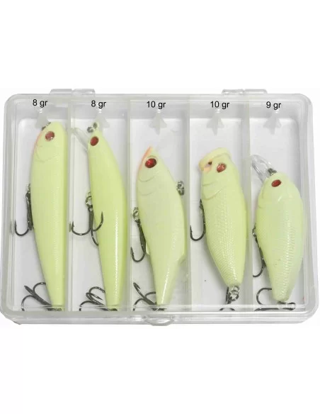 Yamashiro Albino Super Fluorescente Kit Minnow 5 pz Esche Artificiali Yamashiro