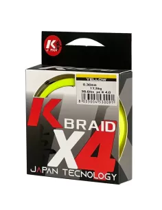 Kolpo K Braid X4 Trecciato Premium Quality 300 mt Giallo Fluo Fili da pesca Kolpo 2