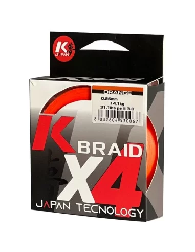 Kolpo K Braid X4 Trecciato Premium Quality 300 mt Orange Fluo