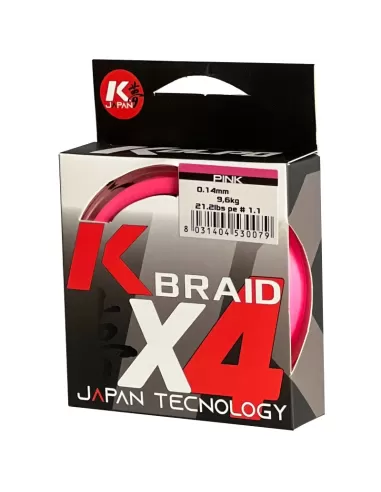 Kolpo K Braid X4 Trecciato Premium Quality 300 mt Pink Fluo Fili da pesca Kolpo