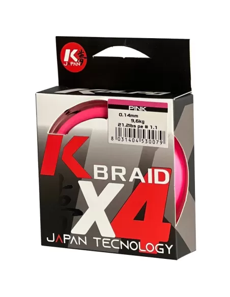 Kolpo K Braid X4 Trecciato Premium Quality 300 mt Pink Fluo Fili da pesca Kolpo