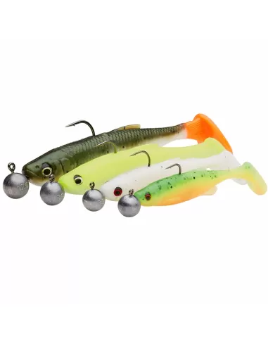 Savage Gear Fat Minnow T-Tail RTF Kit 4 Pesce Esca Spinning Armato 9cm 7 gr Darkwater Esche Artificiali Savage Gear