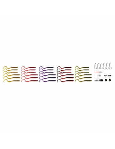 Savage Gear Rib Worm Kit da 60 pz Assortiti con Scatola Esche Artificiali Savage Gear