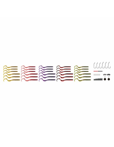 Savage Gear Rib Worm Kit da 60 pz Assortiti con Scatola Esche Artificiali Savage Gear