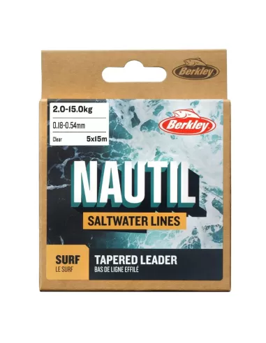 Berkley Nautil Surf Shock Leader 5 pezzi da 15 mt Conici Speciale Surfcasting Fili da pesca Berkley