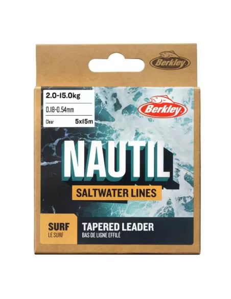 Berkley Nautil Surf Shock Leader 5 pezzi da 15 mt Conici Speciale Surfcasting Fili da pesca Berkley