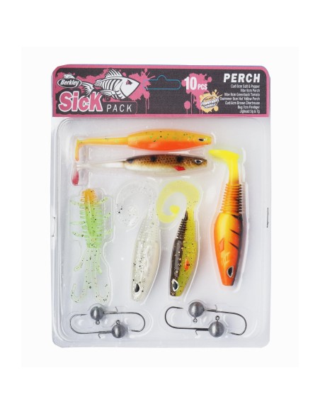 Berkley Sick Perch Pack 10 pz Kit Completo per la Pesca a Spinning Esche Artificiali Berkley