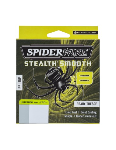 Spiderwire Stealth Smooth8 X8 PE Braid Trecciato 8 Capi 150mt Yellow Fili da pesca Spiderwire