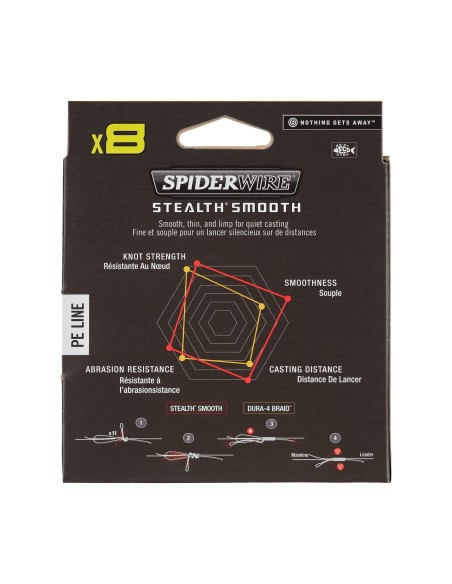 Spiderwire Stealth Smooth8 X8 PE Braid Trecciato 8 Capi 150mt Yellow Fili da pesca Spiderwire