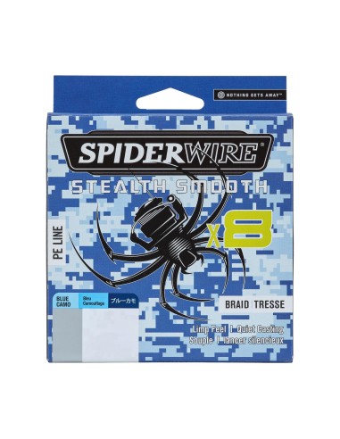 Spiderwire Stealth Smooth8 X8 PE Braid Trecciato 8 Capi 150mt Blue Camo Fili da pesca Spiderwire