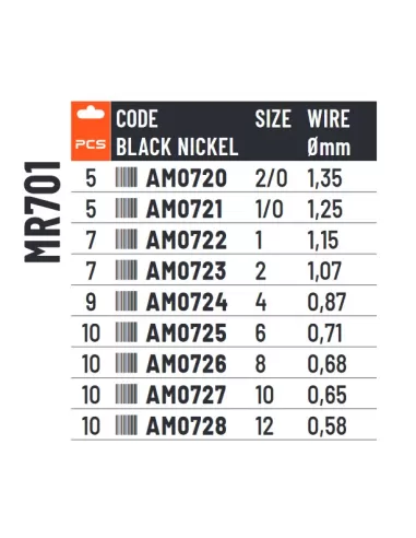 Colmic Nuclear MR701 Ami da Pesca Black Nickel con Occhiello Surfcasting Ami da pesca Colmic