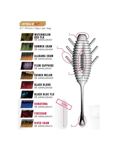 Herakles Leftail R Offerta Artificiali Siliconici Per la Pesca Spinning 10.2 cm 6pz