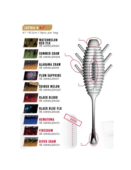 Herakles Leftail R Offerta Artificiali Siliconici Per la Pesca Spinning 10.2 cm 6pz