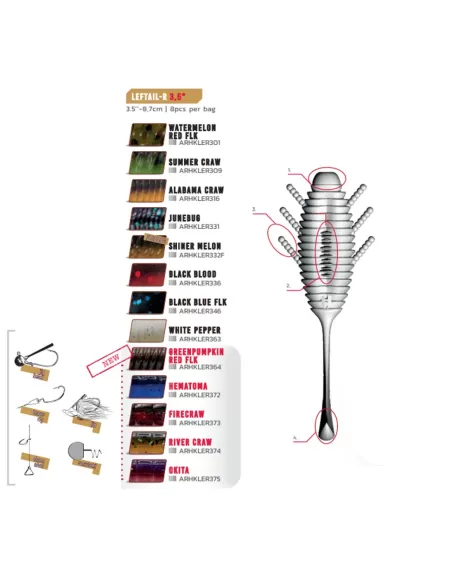 Herakles Leftail R Offerta Artificiali Siliconici Per la Pesca Spinning 8.7 cm 8pz
