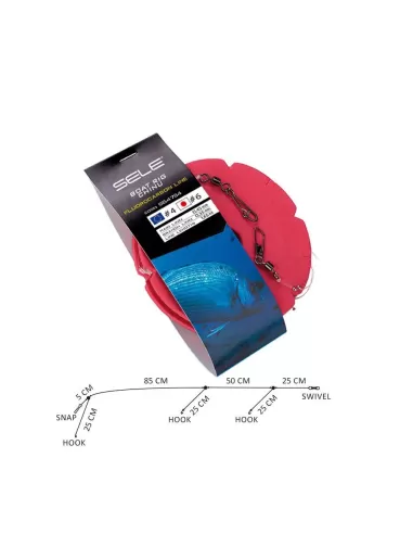 Sele Montatura Per la Pesca in Fluorocarbon con 3 Ami 