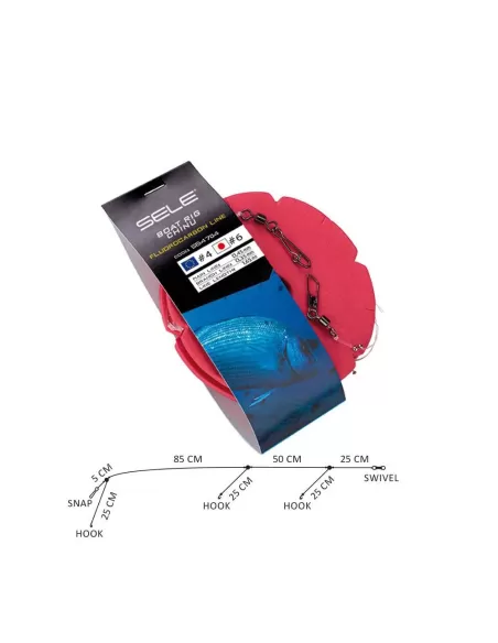 Sele Montatura Per la Pesca in Fluorocarbon con 3 Ami Lenze pronte Sele