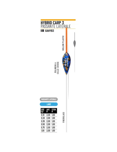 Colmic Hybrid Carp 3 Galleggiante Passante Laterare Galleggianti e bombarde Colmic