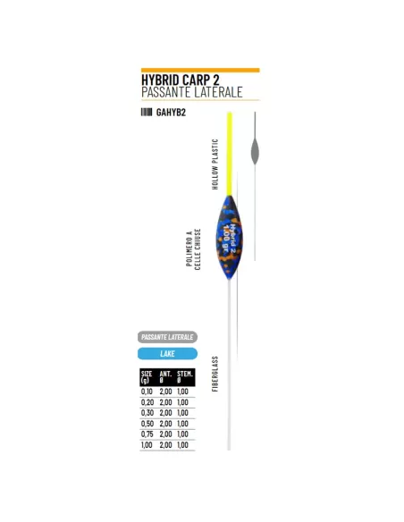 Colmic Hybrid Carp 2 Galleggiante Passante Laterare Galleggianti e bombarde Colmic