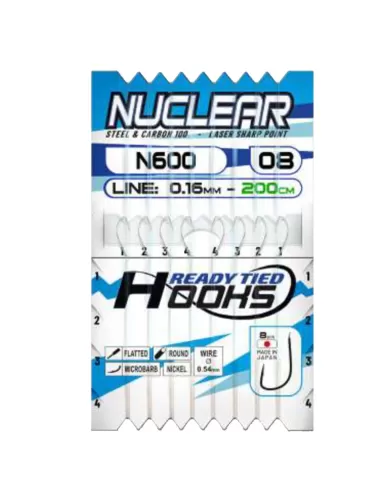 Colmic Ami Nuclear N600 Legati con 200 cm 8 ami Ami da pesca Colmic
