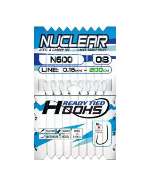 Colmic Ami Nuclear N600 Legati con 200 cm 8 ami Ami da pesca Colmic