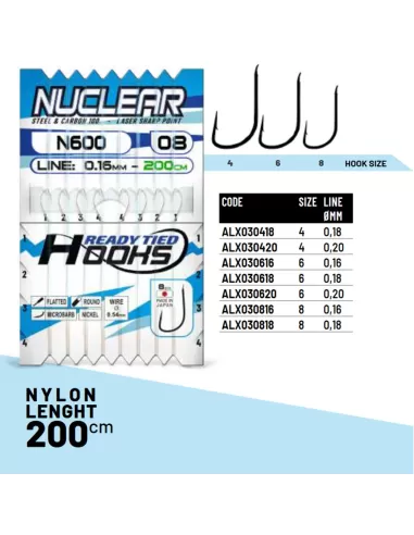 Colmic Ami Nuclear N600 Legati con 200 cm 8 ami