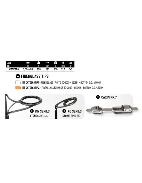 Colmic Tesla XT con 2 fiber Tip Canna Teleregolabile da Barca 3.30-4.00 mt