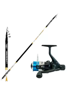 Combo per la Pesca Delle Trote in Lago con Canna in Carboinio Mulinello e Filo Kit da pesca Kolpo