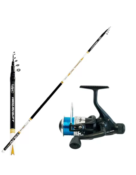 Combo per la Pesca Delle Trote in Lago con Canna in Carboinio Mulinello e Filo Kit da pesca Kolpo