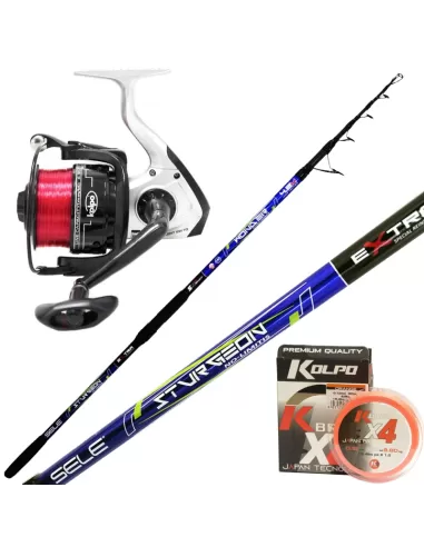 Kit Pesca Storione Siluro Mulinello Kolpo Trecciato 300 mt Kit da pesca Sele