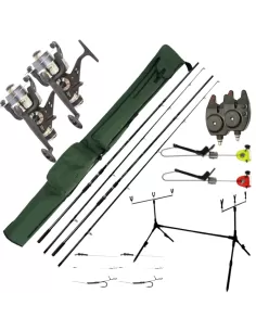Kit Carpfishing: 2 Canne 2 Mulinelli 2 Segnalatori 1 Pod 1 fodero 2 terminali 2 swinger Carpfishing Kolpo