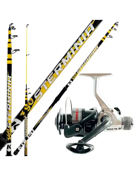 Kit Pesca Fondo Canna Kolpo Sterminia 60 200 gr Mulinello Idris Frizione Posteriore Kit da pesca Kolpo