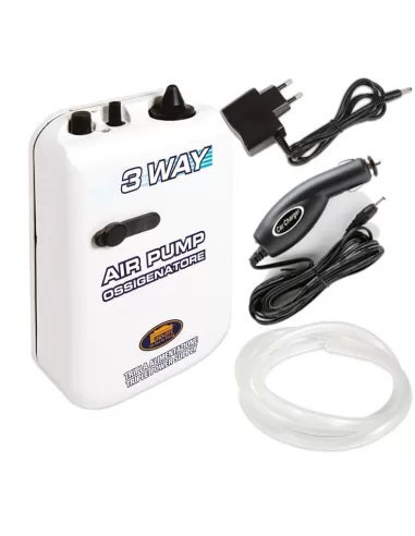 Ossigenatore a Batteria Doppia Velocità con Tubo Cavo Auto Barca trasformatore 220v Accessori da pesca Lineaeffe