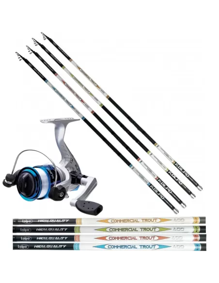 Kit Trota Lago Canna in Carbonio Mulinello e Filo Kit da pesca Sele