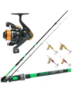 Combo Pesca Spinning Canna Mulinello Filo e 4 Rotanti Vespa Kit da pesca Kolpo