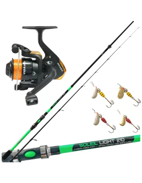 Combo Fishing Spinning Rod Reel Wire and 4 Rotating Vespa