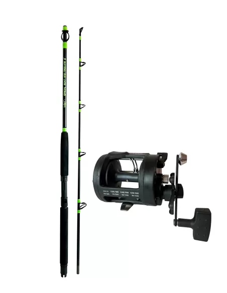 Combo Pesca Traina 2 Sezioni con Mulinello Rotante Kit da pesca All Fishing