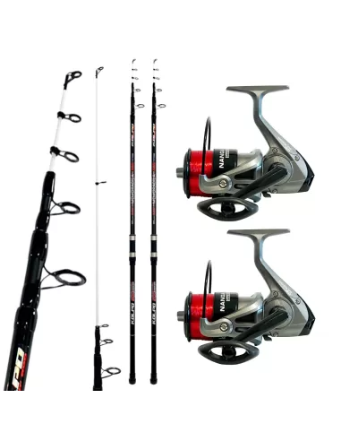 Super Kit Surfcasting 2 Canne 4.20 mt 2 Mulinelli con Filo Kit da pesca Kolpo