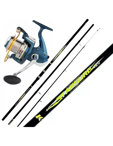 Combo Surfcasting Rock Fishing con Canna Tre Sezioni 200 gr Mulinello 8 bb Kit da pesca All Fishing