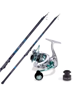 Combo Bolognese Canna Xrt Mulinello Galant Doppia Bobina Kit da pesca Sele