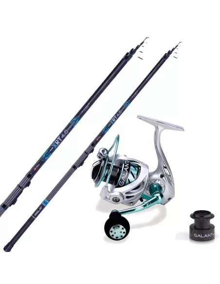Combo Bolognese Canna Xrt Mulinello Galant Doppia Bobina Kit da pesca Sele