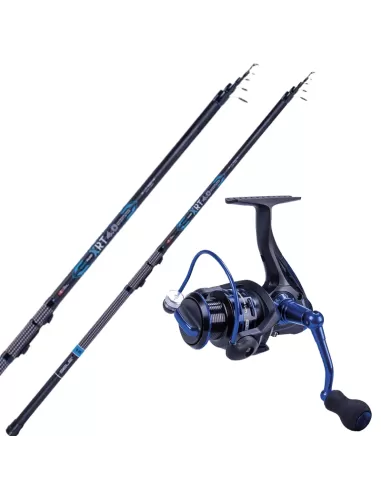 Combo Bolognese Canna Xrt Mulinello Doppia Bobina Kit da pesca Sele