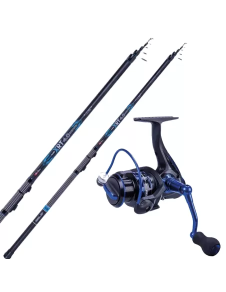 Combo Bolognese Canna Xrt Mulinello Doppia Bobina Kit da pesca Sele