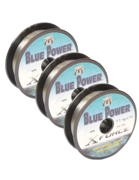 Kit 3 Bobine Blue Power Filo da Pesca 100 mt 0.18 0.25 Kit da pesca Kolpo