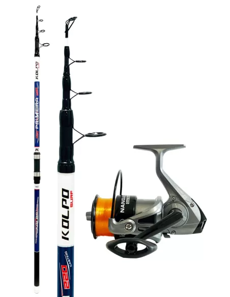 Kit Completo Pesca Surfcasting Canna 220gr 420mt + Mulinello con Filo Kit da pesca Kolpo