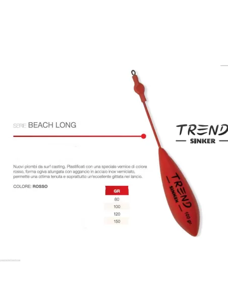 Piombo da surfcasting beach long Rosso Trend Surf Casting Piombi Surfcasting Trend Sinker