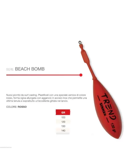 Piombo da surfcasting beach bomb Rosso Trend Surf Casting Piombi Surfcasting Trend Sinker