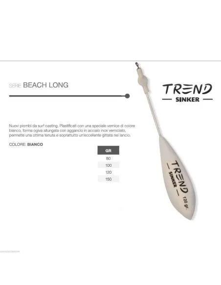 Piombo da surcasting beach long bianco Piombi Surfcasting Trend Sinker