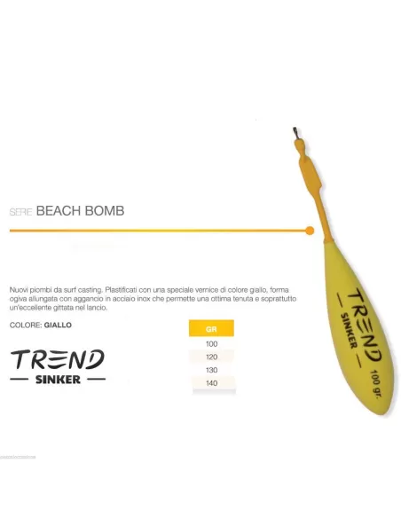 Piombo da surfcasting beach bomb giallo Trend Surf Casting Piombi Surfcasting Trend Sinker