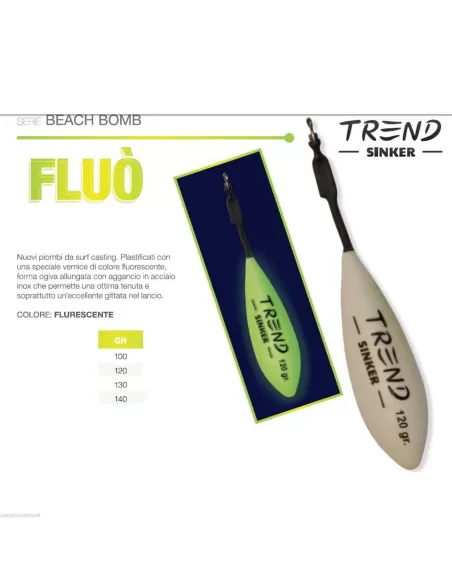 Piombo da surfcasting beach bomb Fluo Trend Surf Casting Piombi Surfcasting Trend Sinker