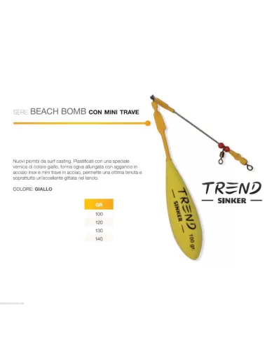 Piombo da surfcasting beach bomb trave giallo Trend Surf Casting Piombi Surfcasting Trend Sinker